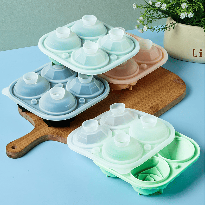 Ice Cube Tray; 2.5inch Ice Cube Molds; 2 Cavity Silicone Rose & 2 Diamond Ice Ball Maker