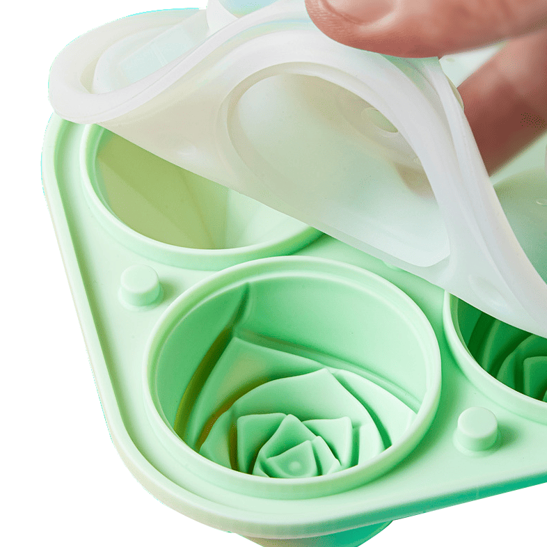 Ice Cube Tray; 2.5inch Ice Cube Molds; 2 Cavity Silicone Rose & 2 Diamond Ice Ball Maker