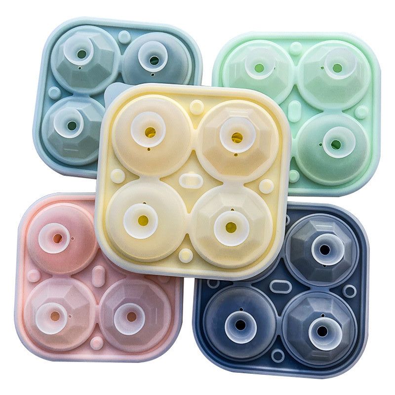 Ice Cube Tray; 2.5inch Ice Cube Molds; 2 Cavity Silicone Rose & 2 Diamond Ice Ball Maker