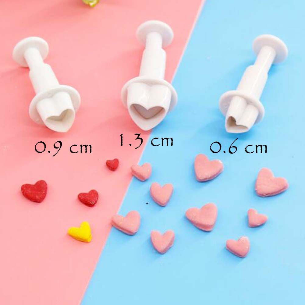 2 Sets Heart Shape Fondant Cake Decorating Sugarcraft Plunger Cutter Tools Cookies Mold Biscuits Mold