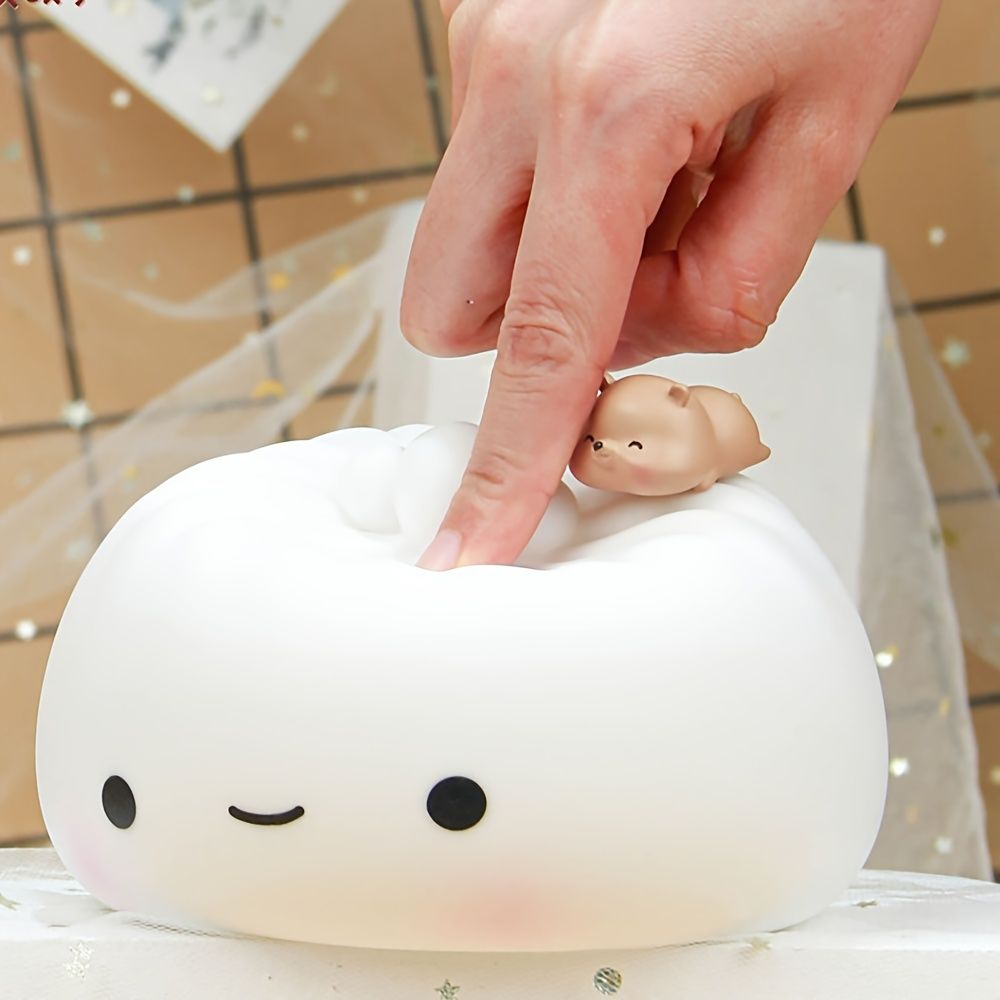 1pc Cute Dumpling Night Light; Silicone Cute Bun Lamp With Touch Control; Kawaii Nursery Light For Room Bedroom Home Decor; Valentine's Day Birthday Gift